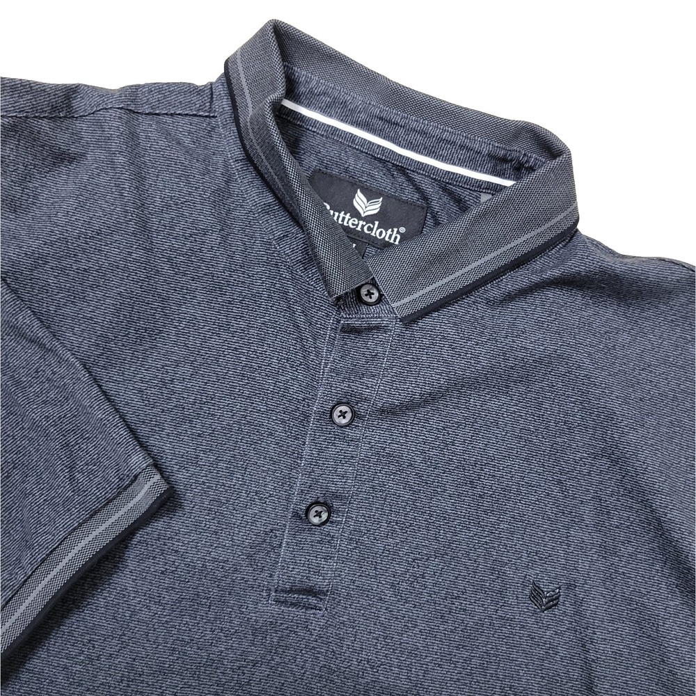 Butter Cloth Mens XL Gray Performance Stretch Knit Polo Short Sleeve Embroidered